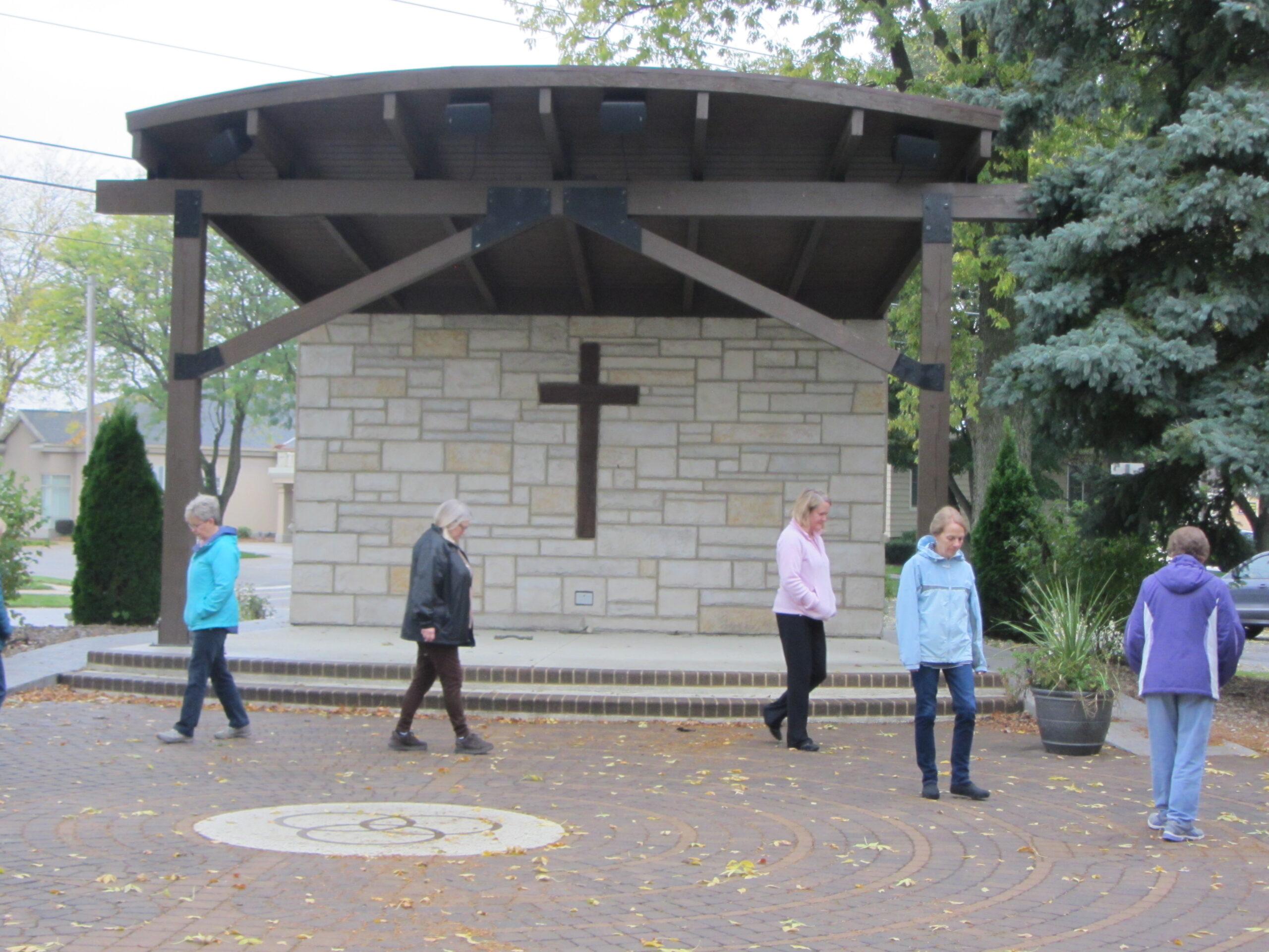 Participants walking the Labyrinth